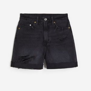 H&M Comfort Ultra High Black Denim Shorts Size 10/42